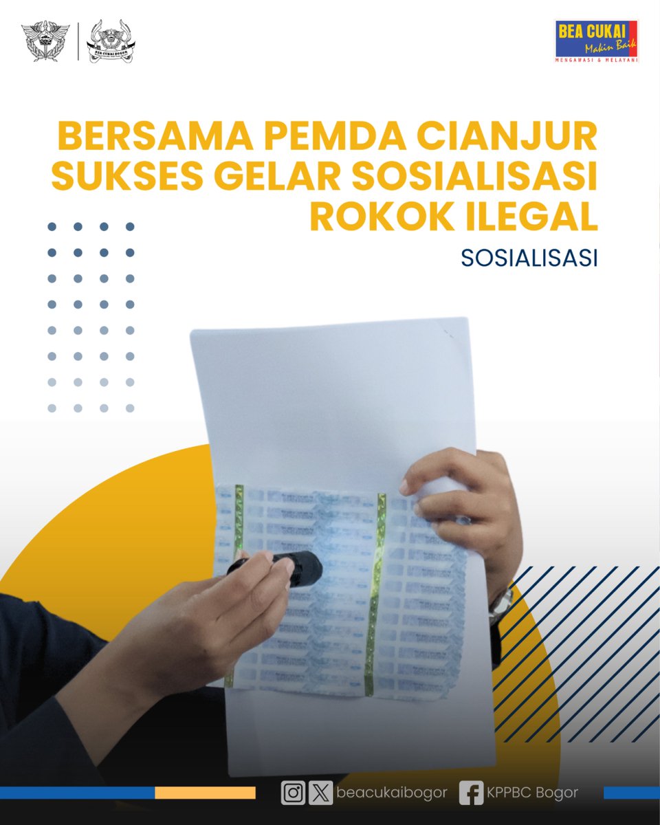 beacukaibogor's tweet image. Bea Cukai Bogor berkolaborasi dengan Pemda Cianjur dalam sosialisasi terakhir pemberantasan rokok ilegal di Kabupaten Cianjur tahun 2024.

#Cukai #DBHCHT #GempurRokokIlegal #BeaCukaiBogor #BeacukaiMakinBaik