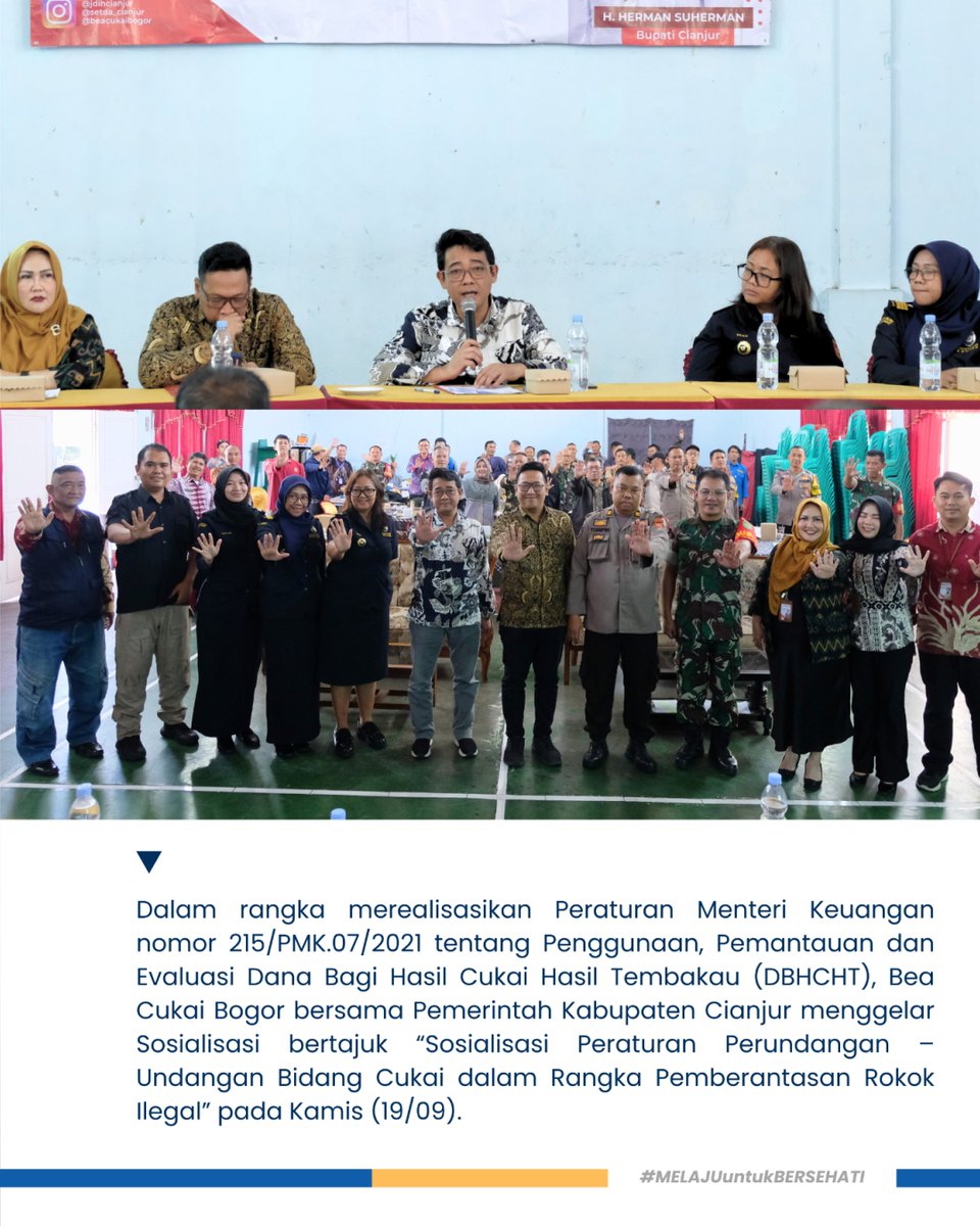 beacukaibogor's tweet image. Bea Cukai Bogor berkolaborasi dengan Pemda Cianjur dalam sosialisasi terakhir pemberantasan rokok ilegal di Kabupaten Cianjur tahun 2024.

#Cukai #DBHCHT #GempurRokokIlegal #BeaCukaiBogor #BeacukaiMakinBaik