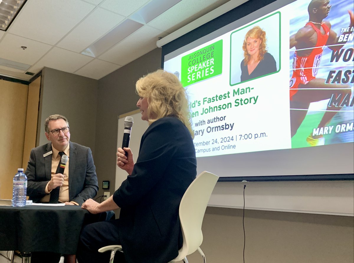 AlgonquinPEM's tweet image. 📚 Tonight’s speaker series with @MaryOrmsby  was a full house! 🙌 Her deep dive into World’s Fastest Man – The Ben Johnson Story captivated us all, offering powerful insights into the complexities of elite sports. #SpeakerSeries #WorldsFastestMan #MaryOrmsby #InspiringTalk