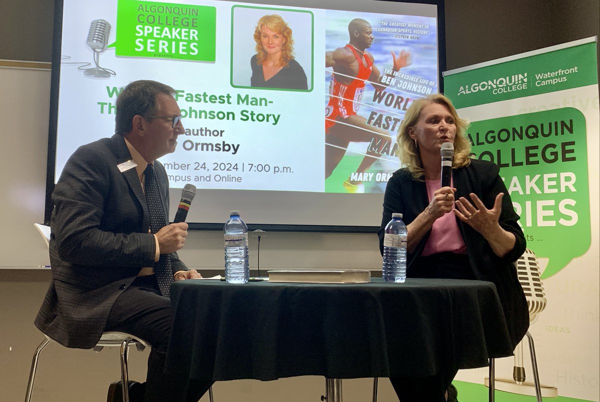 AlgonquinPEM's tweet image. 📚 Tonight’s speaker series with @MaryOrmsby  was a full house! 🙌 Her deep dive into World’s Fastest Man – The Ben Johnson Story captivated us all, offering powerful insights into the complexities of elite sports. #SpeakerSeries #WorldsFastestMan #MaryOrmsby #InspiringTalk