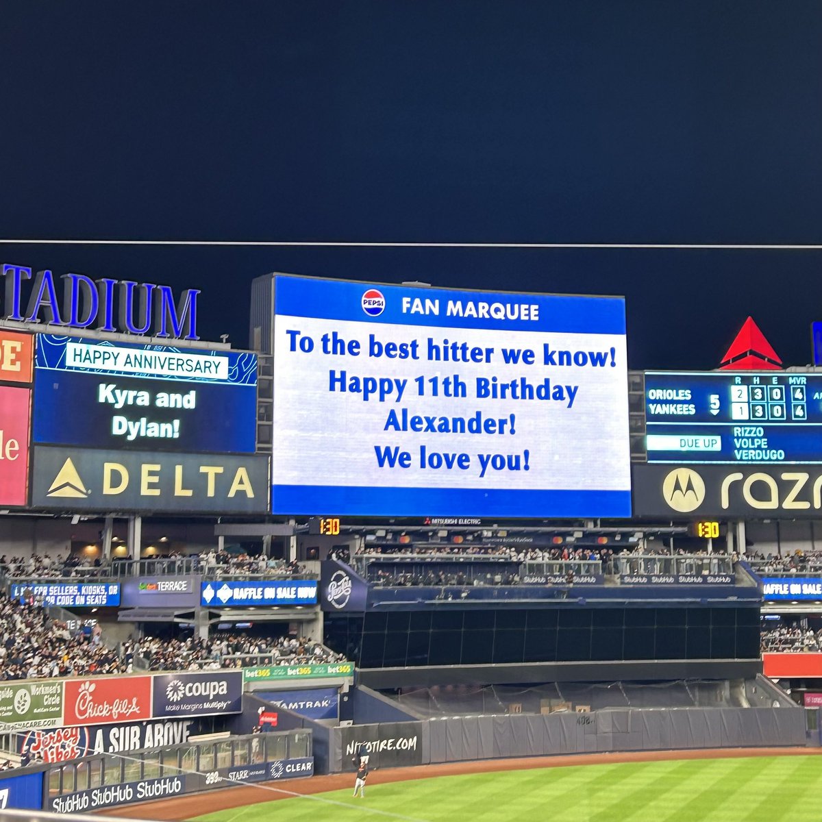 Cute message, but Aaron Judge has a 1.159 OPS with 56 home runs on the season. I’d like to see Alexander even sniff that