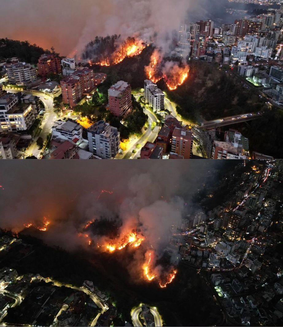 EscalaJorge's tweet photo. En este momento devastador, mi solidaridad está con las y los quiteños. Reconozco los esfuerzos de los bomberos y ciudadanos que luchan por extinguir el incendio que amenaza a la ciudad. Es crucial mantener la unidad en estos momentos difíciles.

¡Fuerza, #Quito! https://t.co/kUTQTjKKa2