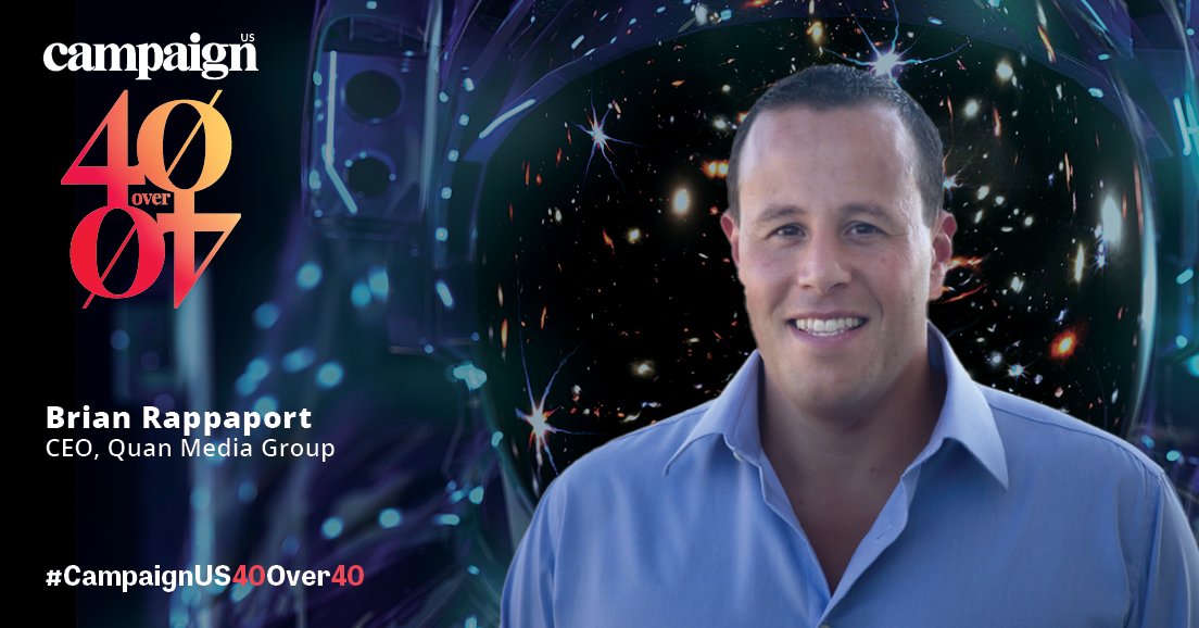 Campaign US (@campaignliveus) on Twitter photo Congratulations to Brian Rappaport of <a href="/QuanMG/">QuanMediaGroup</a> for being named a 2024 Campaign US 40 Over 40 honoree! Your leadership and achievements inspire us all. #CampaignUS40Over40 #LeadershipExcellence #IndustryTrailblazer #CelebrateSuccess Congratulations to Brian Rappaport of <a href="/QuanMG/">QuanMediaGroup</a> for being named a 2024 Campaign US 40 Over 40 honoree! Your leadership and achievements inspire us all. #CampaignUS40Over40 #LeadershipExcellence #IndustryTrailblazer #CelebrateSuccess