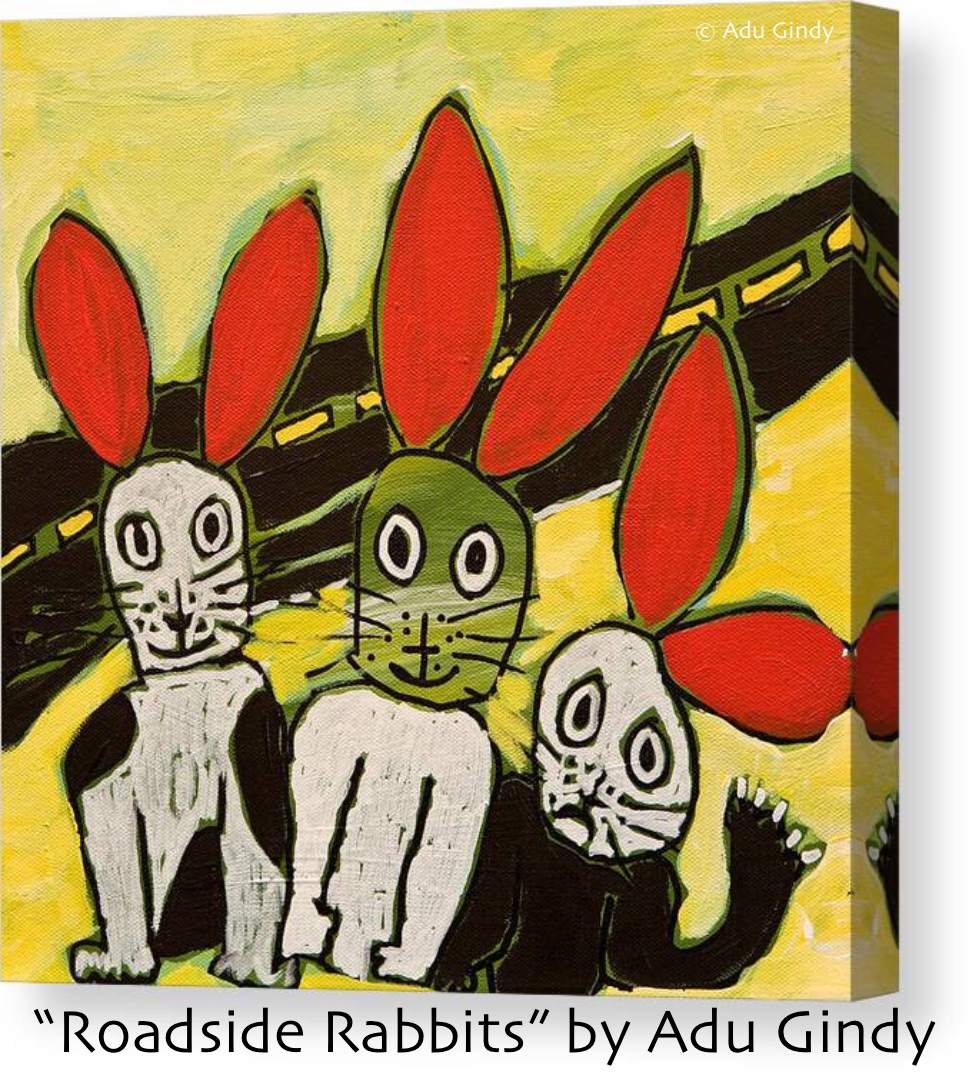 Roadside Rabbits – Canvas Print
#bunnies #bunny #RABBITS #rabbit #animal #red #floppy #ears #yellow #waving #fineart4sale #prints4sale #bold #whimsical #playful #homedecor #gifts #giftideas #AduGindy 

Available here: fineartamerica.com/featured/roads…