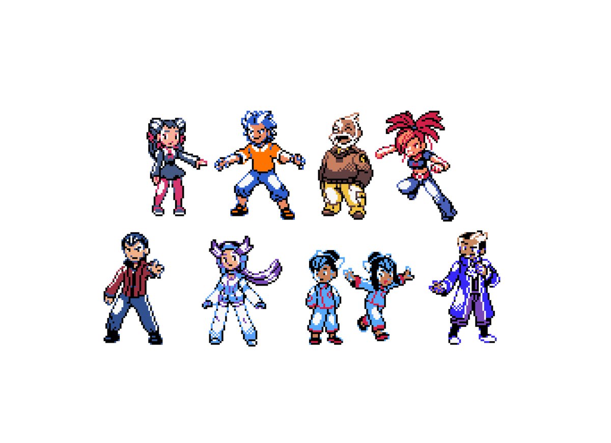 Been playing some Emerald Seaglass lately, so wanted to try my hand at my own versions of GSC-ish Hoenn gym leaders
