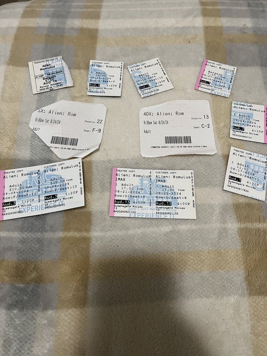 ShaneHubbard28's tweet photo. And just like that, #AlienRomulus becomes the first movie I’ve seen 10 times in theaters! As long as I can find showtimes, I’ll continue to go see it. I absolutely love this movie! Round 11 Friday night! https://t.co/FRQ8cwqmin