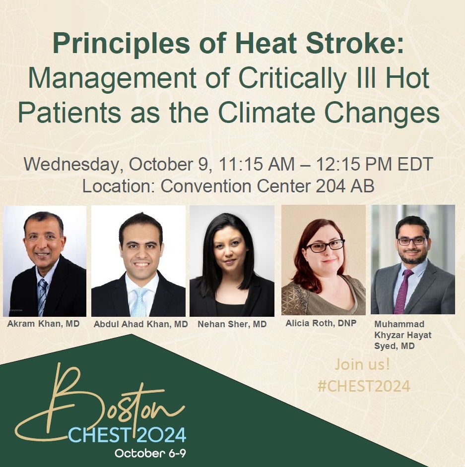 Nehan Sher (@nehasher) on Twitter photo Beat the heat and come learn about the latest and greatest in the management of Heat Stroke while at #CHEST2024 in Boston! Looking forward to fun times, seeing old friends and making new ones <a href="/accpchest/">CHEST</a> <a href="/CHESTCritCare/">CHEST Critical Care Network</a> <a href="/bronchoscope/">Akram Khan</a> <a href="/MHayatSy/">Muhammad K. Hayat Syed MD🚭</a> <a href="/Mirahadk/">Abdul Ahad Khan</a> Beat the heat and come learn about the latest and greatest in the management of Heat Stroke while at #CHEST2024 in Boston! Looking forward to fun times, seeing old friends and making new ones <a href="/accpchest/">CHEST</a> <a href="/CHESTCritCare/">CHEST Critical Care Network</a> <a href="/bronchoscope/">Akram Khan</a> <a href="/MHayatSy/">Muhammad K. Hayat Syed MD🚭</a> <a href="/Mirahadk/">Abdul Ahad Khan</a>