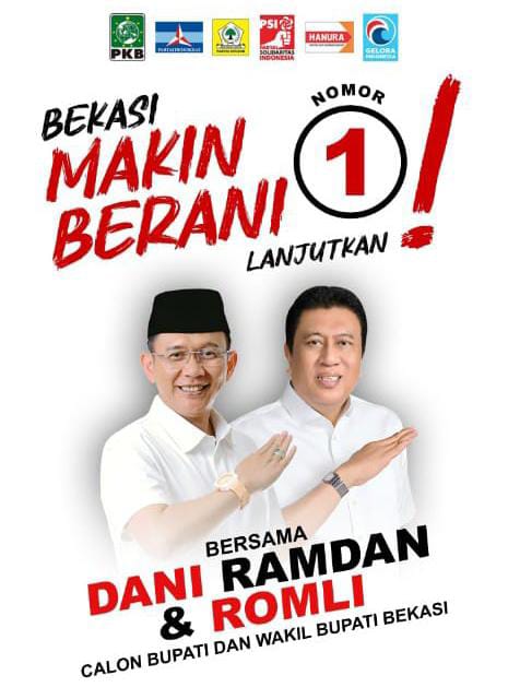 Alhamdulillah Hasil Pengundian dan penetapan nomor urut calon kepala daerah kabupaten Bekasi 
Pasangan Kabupaten Makin BERANI Bersama DANI ROMLI Mendapatkan nomor urut 1 

#pilkadakabupatenbekasi
#bekasimakinberani
#bersamadaniromlinomorurut1
#partaidemokrat
#daniramdan #romlihm