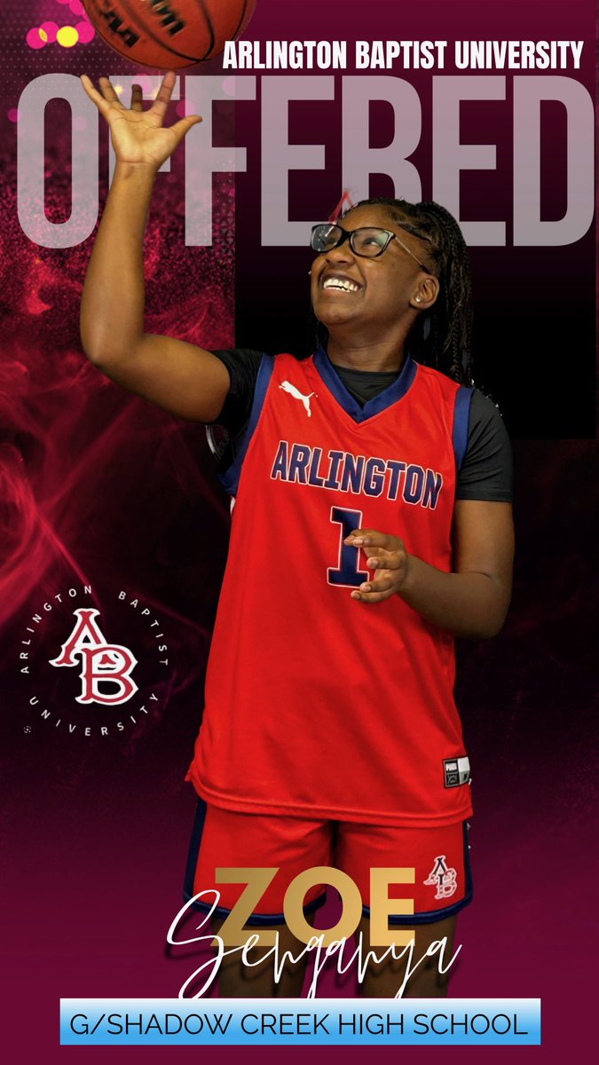 Zoe Senganya (@therealzoesen_) on Twitter photo #AGTG After a great visit with <a href="/CoachSRoach/">Skye Roach</a> I was officially offered to play <a href="/ABU_WBB/">Arlington Baptist University Women’s Basketball</a> . Thank you so much coach for believing in me.
<a href="/ShadowCreekGBB/">Shadow Creek GBB</a>
<a href="/HLRhoops/">BDA LADY RAVENS</a> #AGTG After a great visit with <a href="/CoachSRoach/">Skye Roach</a> I was officially offered to play <a href="/ABU_WBB/">Arlington Baptist University Women’s Basketball</a> . Thank you so much coach for believing in me.
<a href="/ShadowCreekGBB/">Shadow Creek GBB</a>
<a href="/HLRhoops/">BDA LADY RAVENS</a>