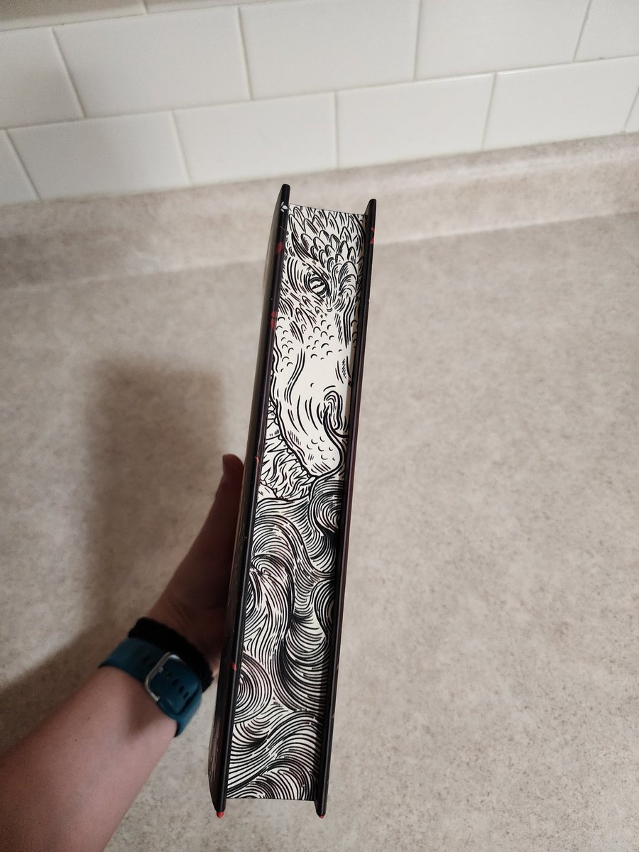 JessMeraki's tweet photo. No one:

Me: buying a dragon-y book by @DevinMadson just because it was recommended by @lindenalewis and going for the full numbered, special edition from @binding_broken with sprayed edges and foiling on the cover. Can't wait to devour this 🩵 https://t.co/DBbjFoNETs