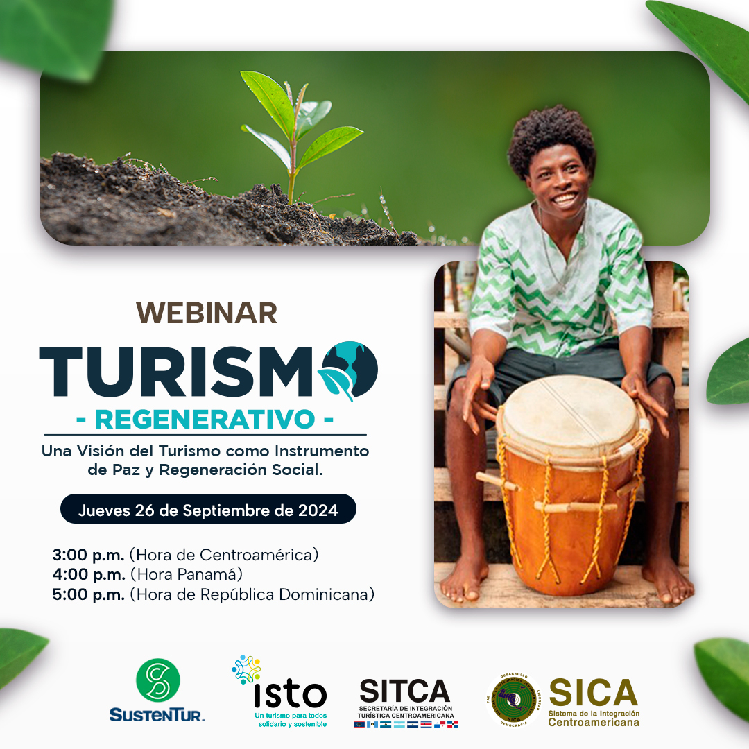 🌍✨ En el marco del #DíaMundialDelTurismo, <a href="/sitca_turismo/">SITCA/SICA</a>,  <a href="/OITSISTO/">ISTO</a>  y Sustentur, te invitamos al webinar: "Turismo Regenerativo: Una Visión del Turismo como Instrumento de Paz y Regeneración Social"

🗓️ Jueves 26 de sep
⏰ 3PMHora CDMX
🔗bit.ly/4eEjTGJ

#TurismoyPaz