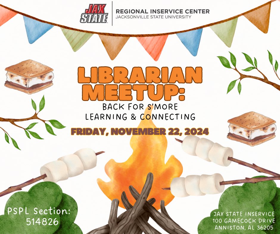 JSU Regional Inservice Center (@jsuinservice) on Twitter photo 🍂 🍁Our Fall Librarian Meetup is right around the corner!
📚🍁Registration: alsde.truenorthlogic.com/ia/empari/lear…
<a href="/vrcurtis/">Valerie Curtis</a> 🍂 🍁Our Fall Librarian Meetup is right around the corner!
📚🍁Registration: alsde.truenorthlogic.com/ia/empari/lear…
<a href="/vrcurtis/">Valerie Curtis</a>