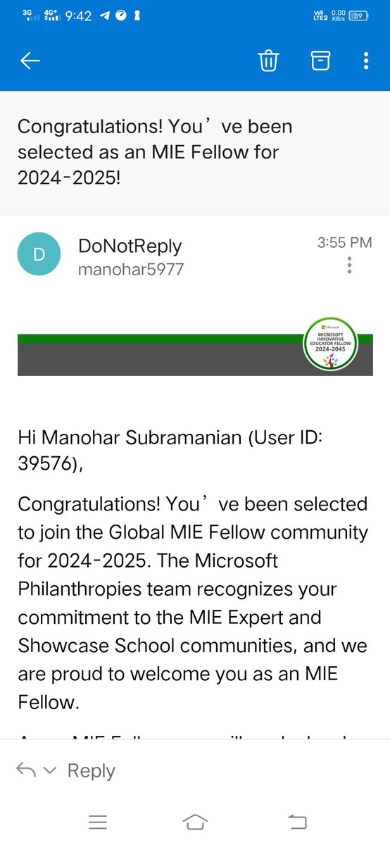 MANOHARSuba's tweet photo. Great honoured to be an #MIEFellow for 2024-2025! Grateful to @MicrosoftEDU for this recognition, marking my 3rd year in a row. Excited to collaborate with educators globally and keep driving innovation in education! #MIEFellow #MicrosoftEdu 
Thanks @Sarav1904
@ramesj7 @iyyanathi https://t.co/ODcPwBz3kS
