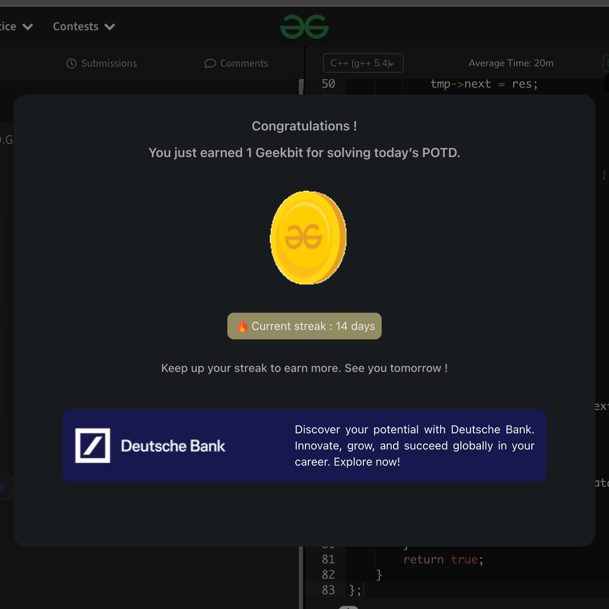 devidutta18's tweet image. Day 14 of #geekstreak2024!
Solved: Palindrome Linked List

#DeutscheBank