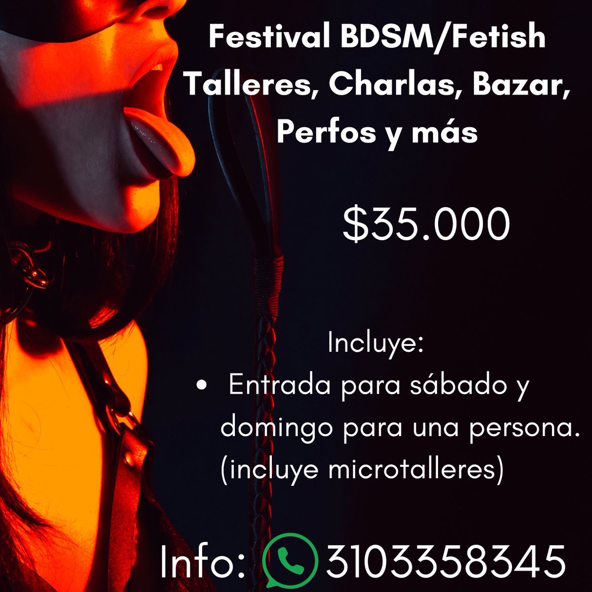 🎟️¡PREVENTA DISPONIBLE!
Del 2 al 6 de octubre, Bogotá será el epicentro del BDSM y Fetish con la Revancha del Sadosaurio. Asegura tu entrada antes de que se agoten.
Descuentos exclusivos + acceso a eventos de aforo limitado 🖤
Info y reservas: wa.me/3053954120