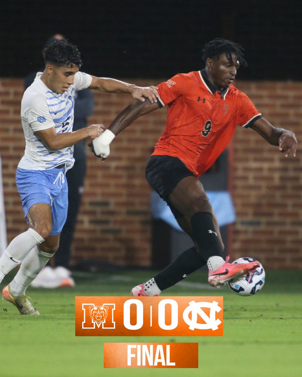 Mercer_MSoccer's tweet photo. Strong effort tonight from the Bears as Mercer secures a 0-0 draw against #3 North Carolina 🐻

Mercer returns to Betts Stadium on Saturday to take on Air Force. Kick off is set for 7 p.m.

#RoarTogether https://t.co/h0aBFRaZLl