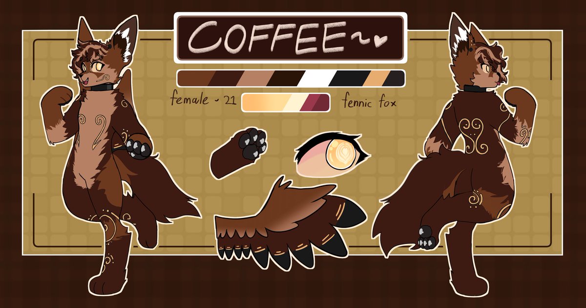 CoffeeSlusher's tweet image. Oh shoot I never posted my new ref sheet nade by the amazing @doughdog_ Ilovethemsomuch you should definitely com them