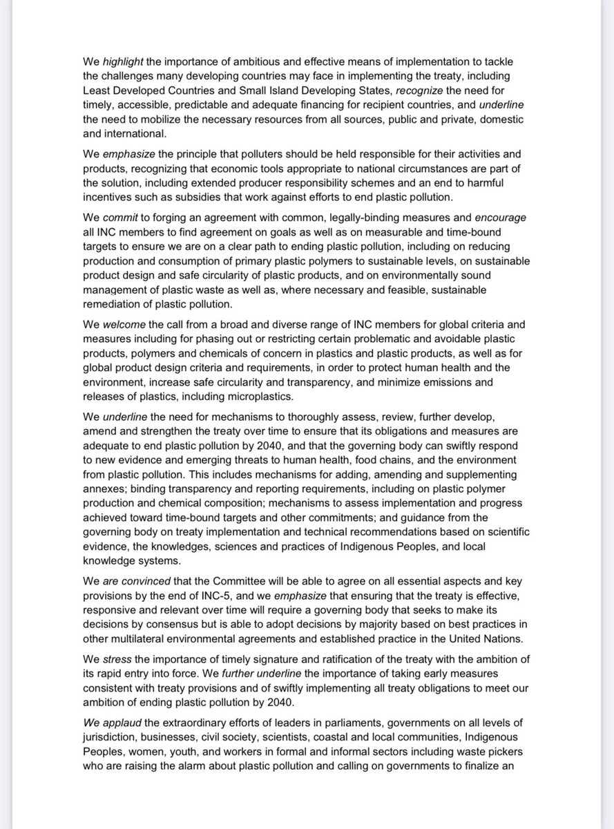HACplastic's tweet photo. Ministerial Joint Statement for the #PlasticsTreaty INC-5 from the 66 Ministers of the High Ambition Coalition to End Plastic Pollution.

https://t.co/14TwJhkxV5 https://t.co/lvcESzk24O