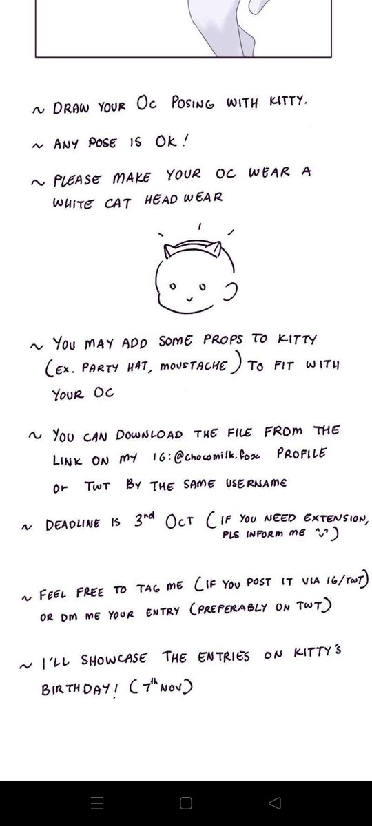 ChocomilkFox's tweet photo. Definitely! I'm currently hosting an art collab for Kitty's birthday, everyone is welcome to join~ I'll feature the entries in Kitty's Birthday special episode on 7th Nov :3

You can see the details in my profile or my update here:
https://t.co/wg2ECU1IOH https://t.co/naiJWEu9q5