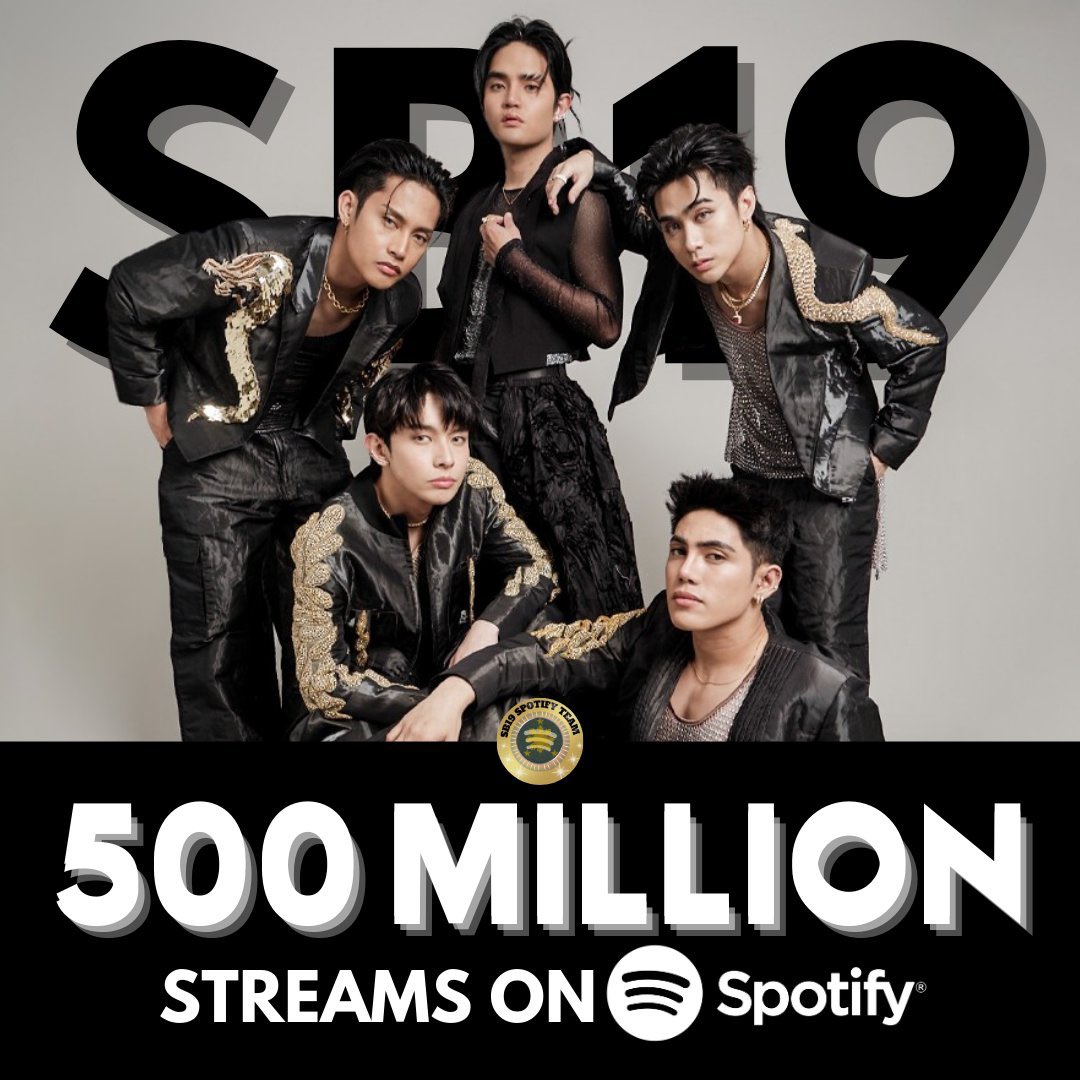 sb19_spotify's tweet photo. Are you consistent in streaming? If YES, can we give you a pat on the back? Because SB19 reached 500 MILLION STREAMS on Spotify! 🎉🎊
 
The campaign from July 2024 has come to an end, yet, let's not stop and push it beyond our limit. Keep streaming SB19's songs, EPs, album, and THIS IS SB19 playlist anytime you can, but make sure to stream properly. Let us reach greater heights and make streaming a HABIT! 
 
PADAYON A'TIN 🤗 
 
@SB19Official #SB19 
#SB19_500MillionSpotifyStreams