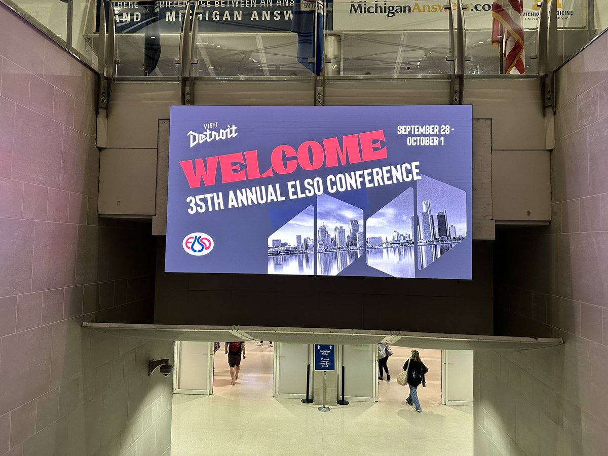 A random sign at Detroit airport. Looks like Detroit is ready to host #ELSO2024 <a href="/ELSOOrg/">ELSO</a> <a href="/FOAMecmo/">M Velia Antonini</a> 
It’s gonna be great!