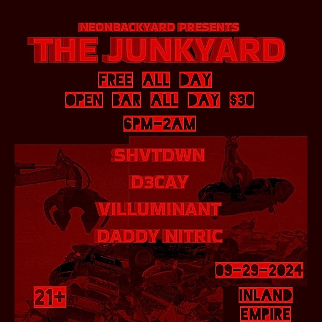 shvtdwn's tweet photo. Hello everyone, for anyone looking for a bass event in Fontana (Inland Empire) on Sunday 9/29, I have something for you! 
This a free event! 
Follow @neonbackyard for more info!!! https://t.co/yD4R1rdxfq
