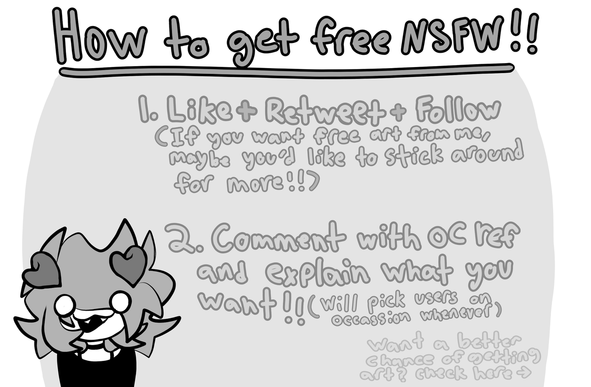 _KeNSFW_'s tweet photo. ive returned and guess what. FREE NSFW ART CUZ I NEED A REASON TO GET BACK INTO IT HAHAHA!! (AND IN TIME FOR 100 FOLLOWERS TOO WOO!!)

make sure to read through. but just like + retweet + follow (must be followed) and comment OC refs

#nsfw #nsfwacc #nsfwtwt #nsfwart #nsfwartist https://t.co/tCGZCt5AxS