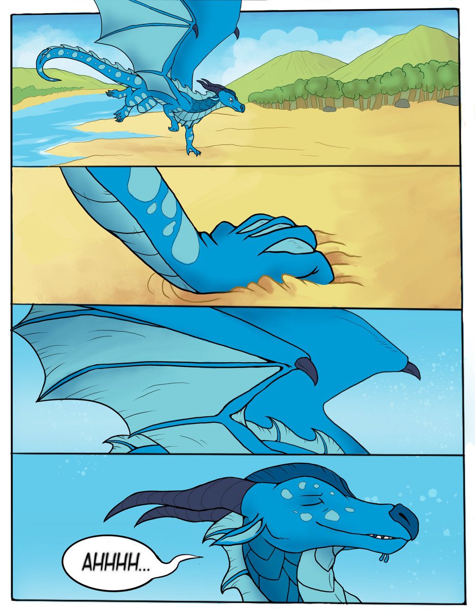 Another Wings of Fire redraw! A rare serene moment with Tsunami the seawing 🌊