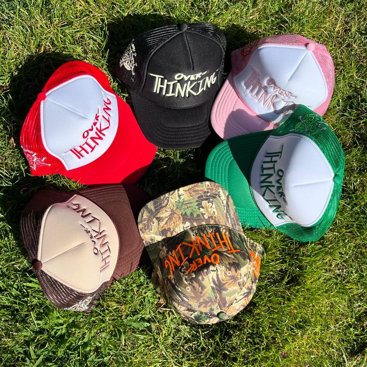 almightybaja's tweet photo. OVER-THINKING CAP

We all tend to overthink sometimes! 

NOW AVAILABLE FOR $30:
Camo
Red
Green
Pink
Brown 

PRE ORDER FOR $35: 
Black/Glow In the Dark 

FREE SHIPPING 

DM FOR PURCHASE https://t.co/6td22k0qC9