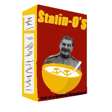 SquidwardMart's tweet photo. Stalin-O’s! The best cereal in Bikini Bottom, part of a healthy breakfast you need to start your day off with a bang! Available ONLY at the Squidward Mart for just $1.99! A bargain for such a healthy start to your morning! https://t.co/4bpNlarJXG
