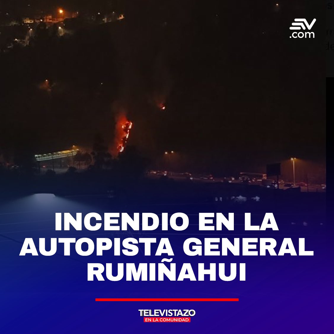🔴 #Atención | Otro incendio forestal se registra en un tramo de la Autopista General Rumiñahui la noche de este martes 24 de septiembre de 2024▶️ bit.ly/4gFlHAQ
