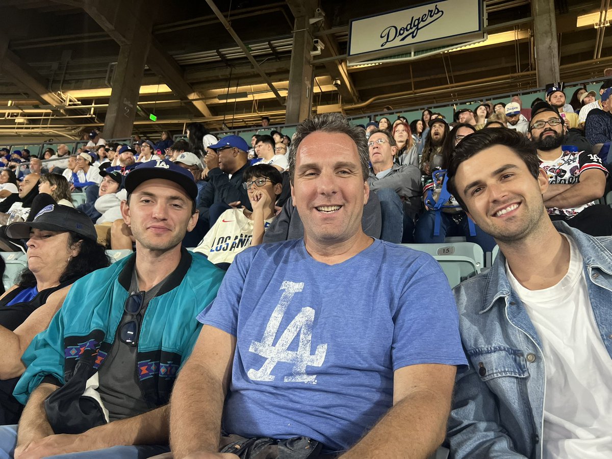 MattBelloni's tweet photo. It’s The Town box office draft payment night at Dodger Stadium. Thanks to 2023 loser @Lucas_Shaw for the tickets! @craighorlbeck https://t.co/g4cwzo9mKL
