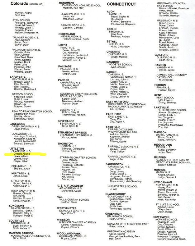Happy and honored to be a National Merit Semifinalist - one of 4 at my high school and 216 in Colorado.