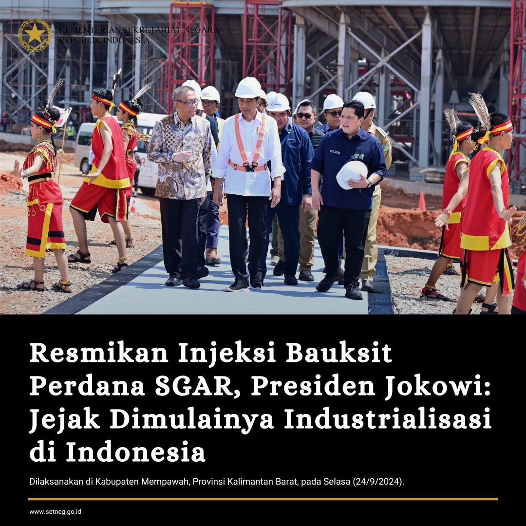 1. Presiden Joko Widodo meresmikan Injeksi Bauksit Perdana Smelter Grade Alumina Refinery (SGAR) PT Borneo Alumina Indonesia di Kabupaten Mempawah, Provinsi Kalimantan Barat (24/9).