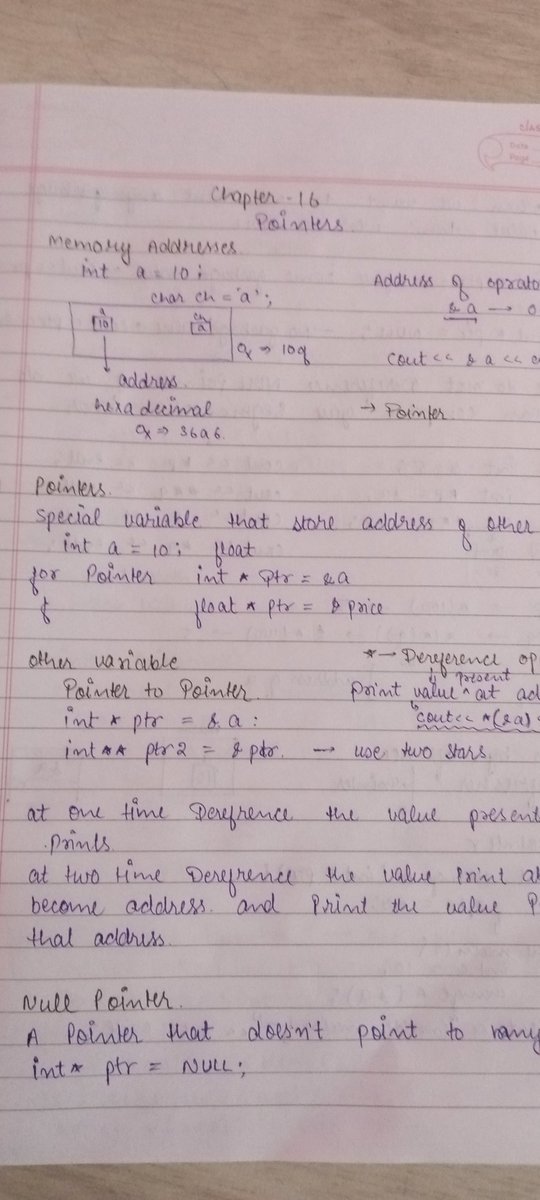 priyanshu246745's tweet image. #coding #DSAinCpp
Day 15th of my coding journey today's lecture is amazing and little heavy but I am completed from DSA series by @ShradhaKhapra_ mam topic covered in this lecture is memory address, pointers, dereferencing and many more thanks to mam to provide quality content.