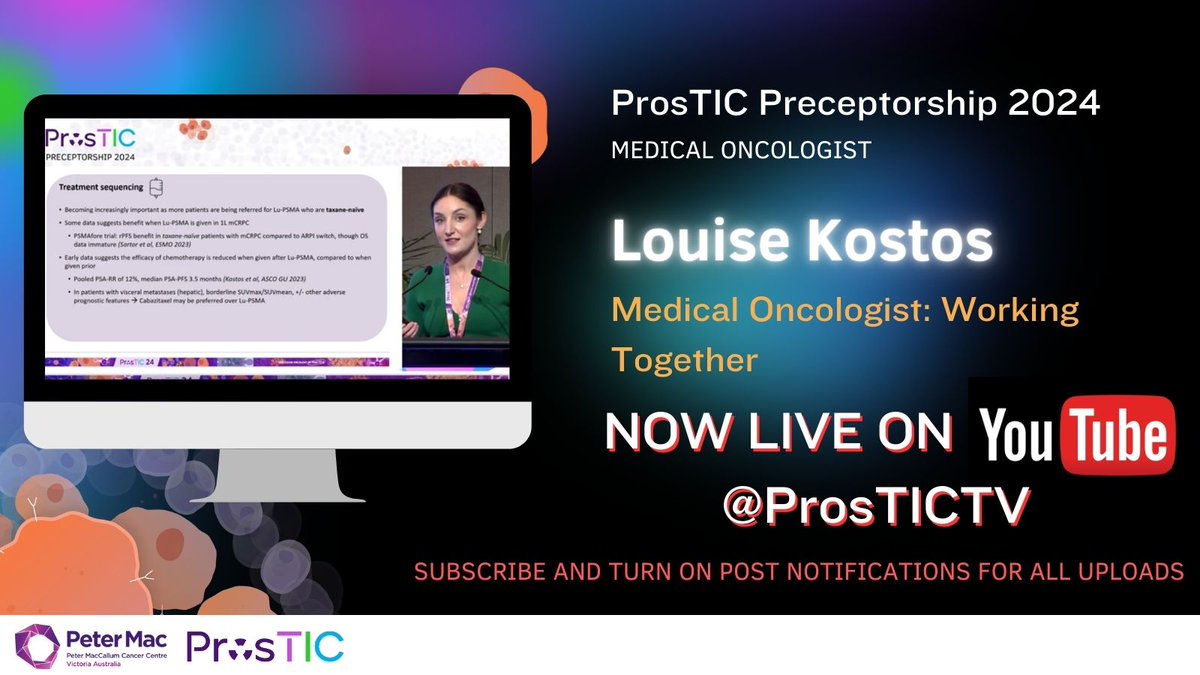 pros_tic's tweet photo. @LouiseKostos is a Medical Oncologist and PhD candidate at @PeterMacCC with an interest in #prostatecancer management and early-phase clinical trials. This #ProsTIC24 video sheds light on working as part of a multidisciplinary team to fight cancer🏥 > https://t.co/NJ9Gm5QkWF https://t.co/0O6pCnTioY