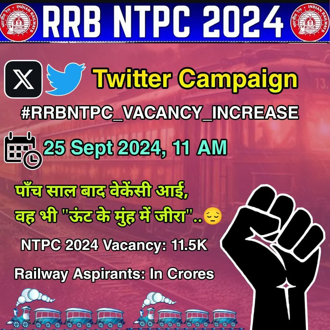 demand_india's tweet photo. Everyone ready 11am today 👇👇
#RRBNTPC_VACANCY_INCREASE https://t.co/qlEdZTbHlD