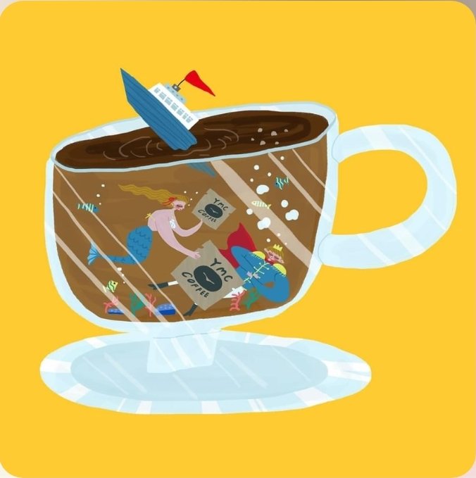 船が沈没して王子様が海の底ヘ
偶然でくわした人魚姫が王子様を助けにむかうが船に積まれていたコーヒー袋に気をとられているおっちょこちょいな人魚姫でした(笑)😅

おっちょこちょいな人魚姫は
BASE ショップで販売中！
#人魚姫
#COFFEE 
#王子様
ymccoffee.base.shop