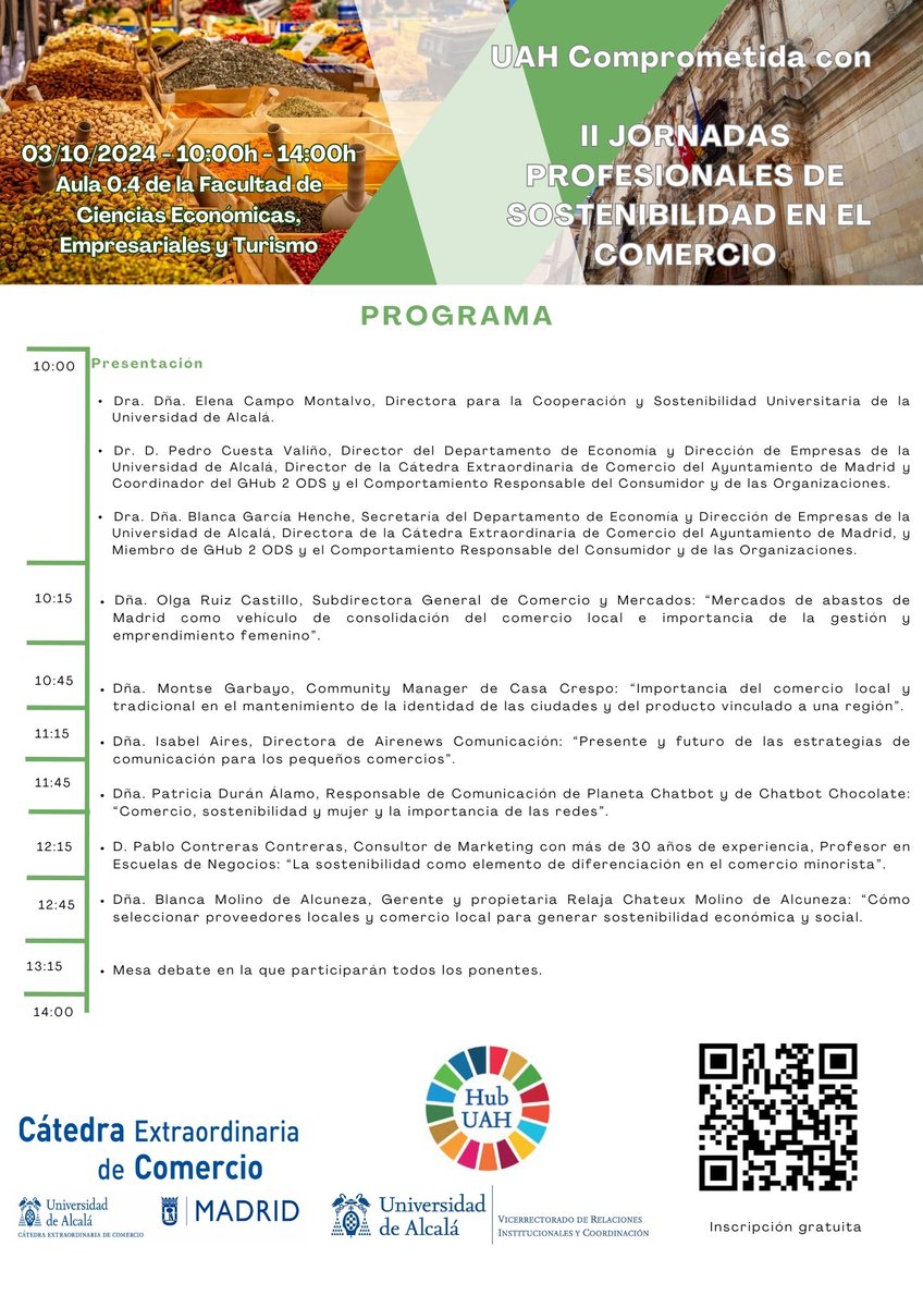 Te animamos a participar en las II Jornadas Profesionales de Sostenibilidad en el Comercio! Inscríbete a través del QR.