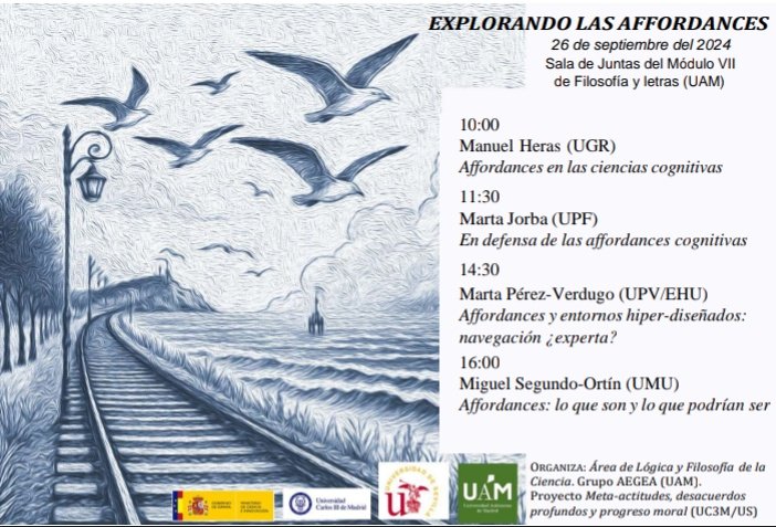 Con muchas ganas de participar mañana en esta jornada organizada por Jesús Vega Encabo y <a href="/MercedesRivero/">Mercedes Rivero</a> para charlar sobre affordances junto a Manuel Heras-Escribano, <a href="/martajorba_phil/">Marta Jorba</a> y @Segundo_Ortin !