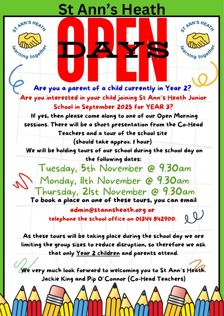 If you have a child in Year 2 and would like to come and have a look at our school please contact us to book onto one of our Open Mornings.