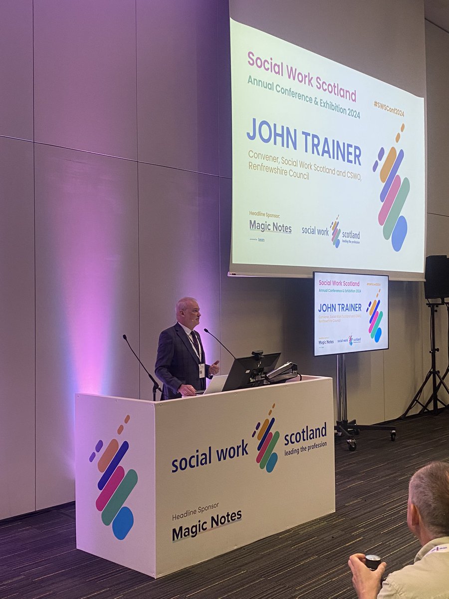 Kibble (@kibblegroup) on Twitter photo “Social work is backed by academic discipline, but grounded in humanity”
John Trainer, Convener of <a href="/socworkscot/">Social Work Scotland</a> & CSWO of <a href="/RenCouncil/">RenCouncil</a> opening the discussions at #SWSConf2024 “Social work is backed by academic discipline, but grounded in humanity”
John Trainer, Convener of <a href="/socworkscot/">Social Work Scotland</a> & CSWO of <a href="/RenCouncil/">RenCouncil</a> opening the discussions at #SWSConf2024