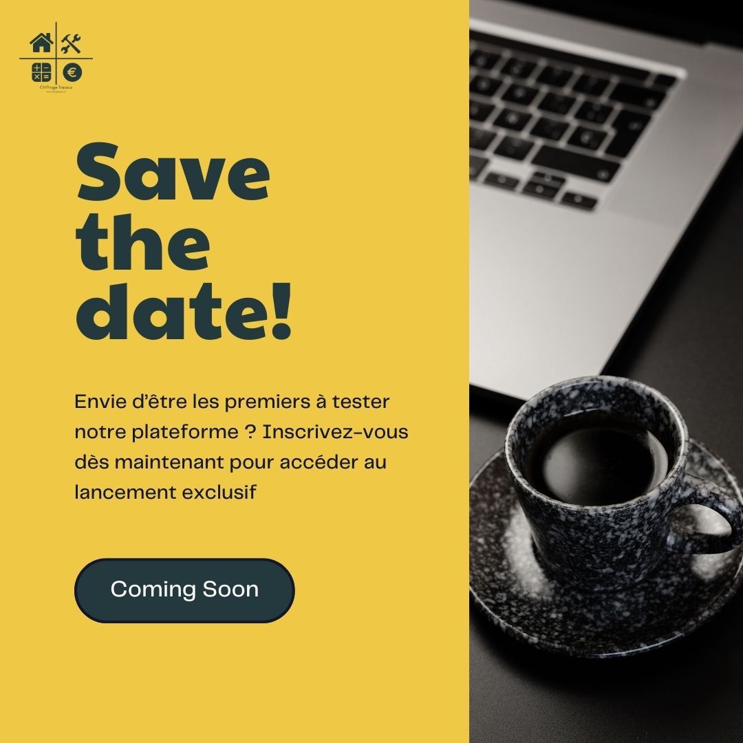 chiffrage's tweet photo. 📅 Save the date ! Le lancement approche et nous avons hâte de vous faire découvrir Chiffrage Travaux. Inscrivez-vous maintenant pour accéder à la plateforme en avant-première ! #SaveTheDate #LancementTravaux #AccèsExclusif https://t.co/ZMPuW5owJR