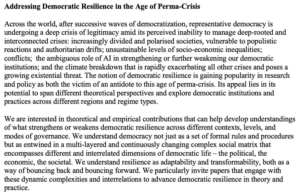 CEDAR (@cedar_bham) on Twitter photo 📢CfP: Addressing Democratic Resilience in the Age of Perma-Crisis.
The <a href="/PolStudiesAssoc/">Political Studies Association</a> Annual Conference 2025 in Birmingham is coming up soonl!
14-16 April 2025.
Submit your abstract by 18 October 2024.
More info: psa.ac.uk/events/psa-ann… 📢CfP: Addressing Democratic Resilience in the Age of Perma-Crisis.
The <a href="/PolStudiesAssoc/">Political Studies Association</a> Annual Conference 2025 in Birmingham is coming up soonl!
14-16 April 2025.
Submit your abstract by 18 October 2024.
More info: psa.ac.uk/events/psa-ann…