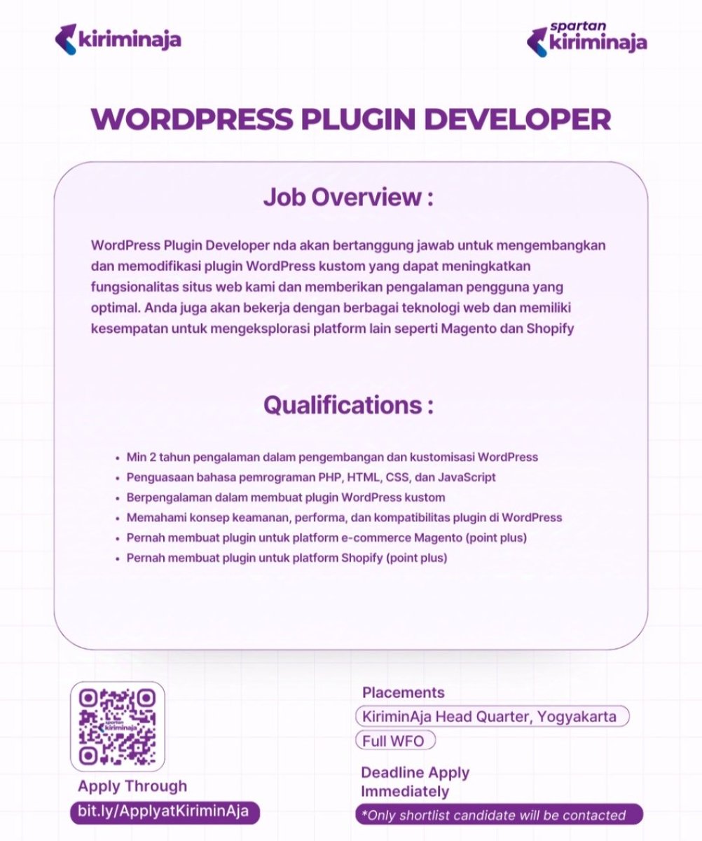 Lowongan Kerja Wordpress Plugin Developer

#lokerkarir_it #lokerit #lokerprogrammer #lowongankerja #loker #lokercot

cc : <a href="/hrdbacot/">HRD BACOT</a>