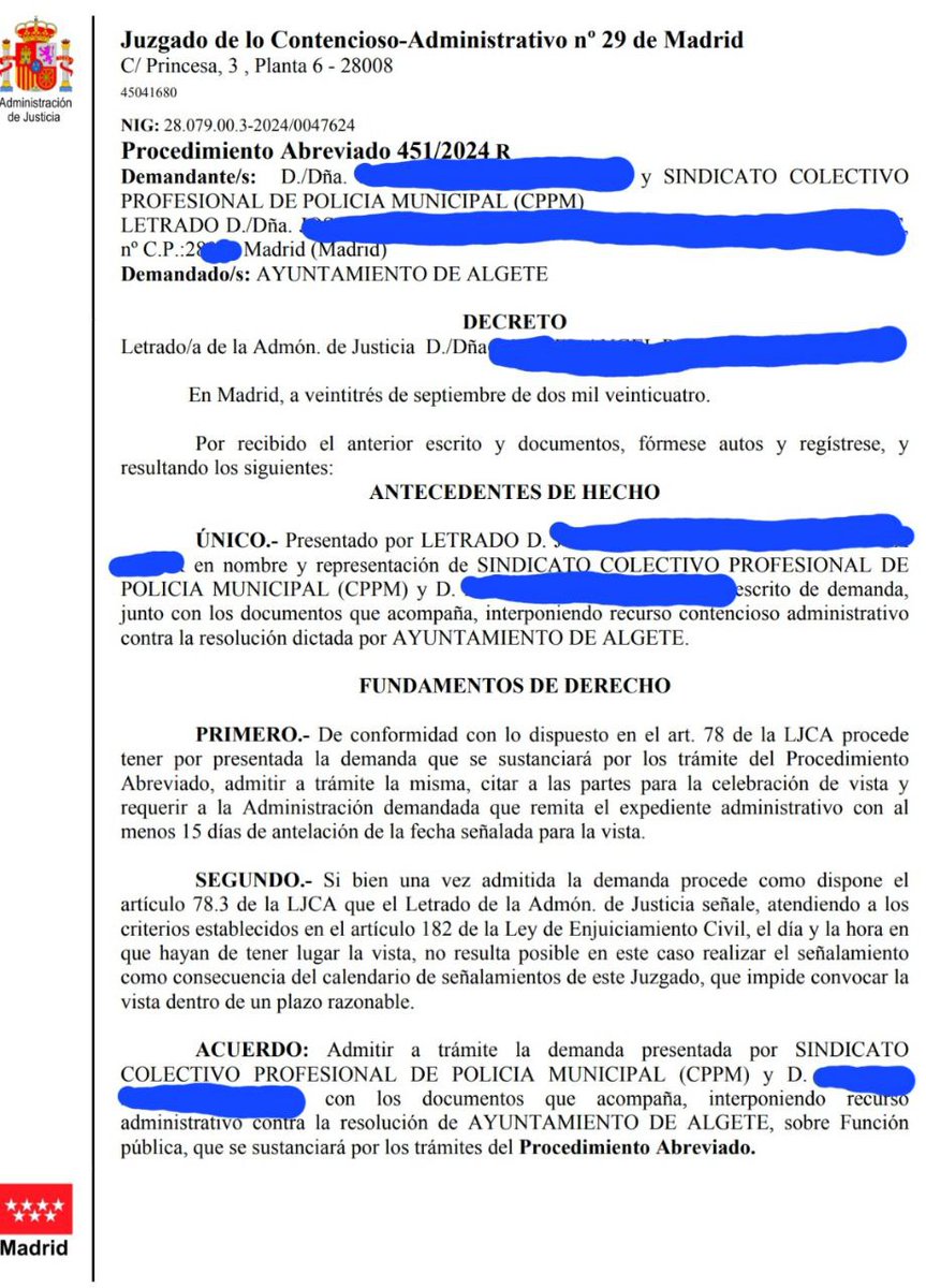 CppmAlgete's tweet photo. 📢 Nueva demanda interpuesta por @CppmAlgete contra el @Aytodealgete por no cumplir los acuerdos de la Mesa General de Negociación. #Algete https://t.co/dJhRxm5zuJ