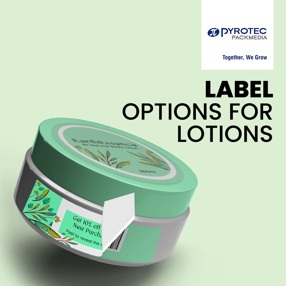 PyrotecSA's tweet image. Multiple label choices, one lotion tub! 🌿 Discover the variety of label options Pyrotec PackMedia offers for your skincare products. Explore more: pyrotec.co.za/packmedia/ #SkincareLabels #PackagingInnovation #PyrotecPackMedia