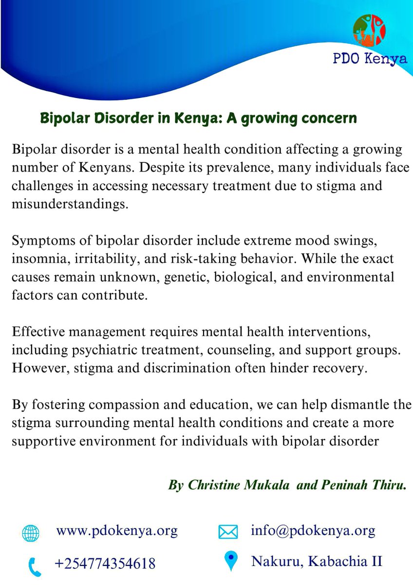 Bipolar disorder is a manageable mental health condition characterized by significant mood swings, including emotional highs (mania/hypomania) and lows (depression). 
#MentalHealthMatters