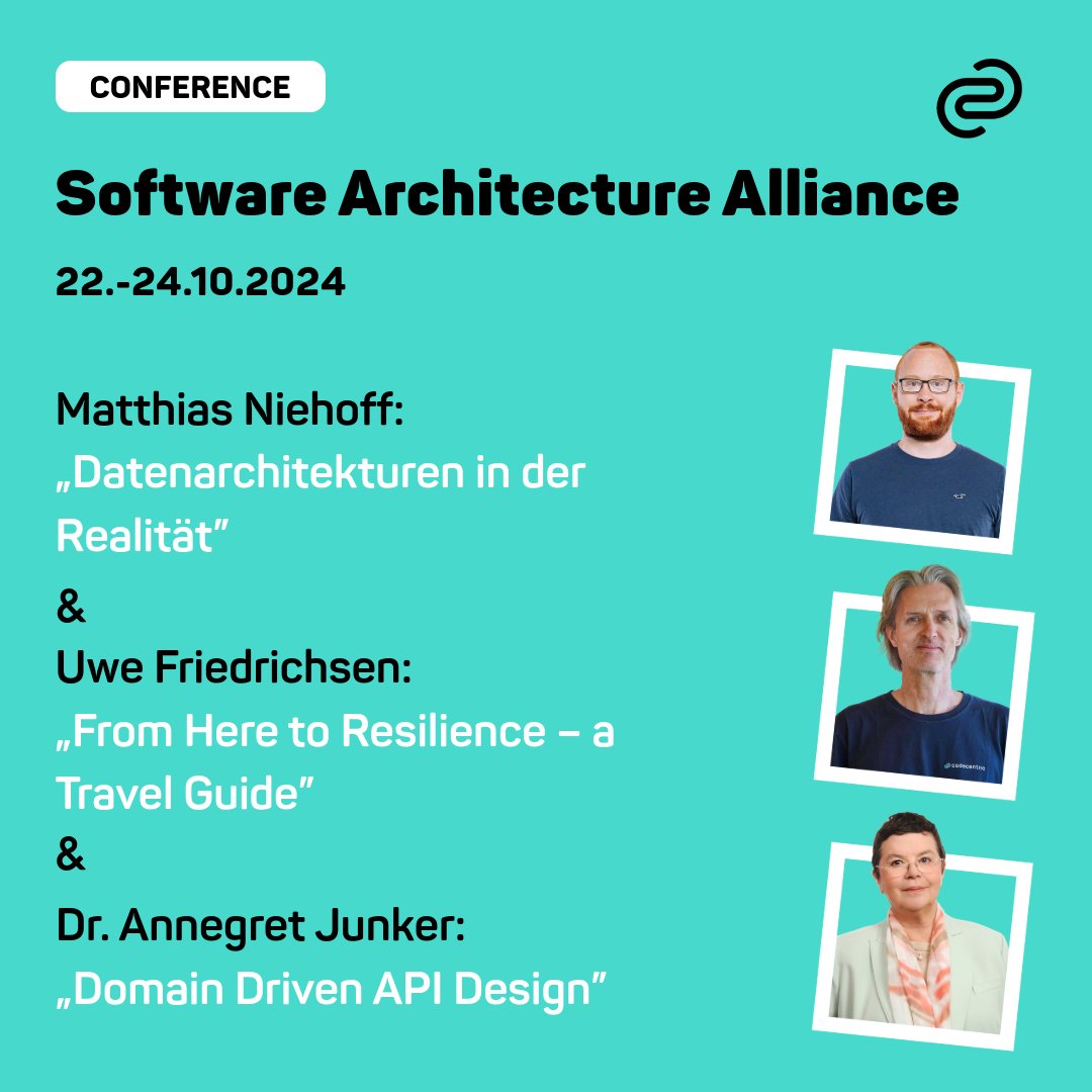 codecentric AG (@codecentric) on Twitter photo Auf zur #softwarearchitecturealliance!
<a href="/matthiasniehoff/">Matthias Niehoff</a> erklärt, wo ihr anfangen könnt, wenn ihr die für euch passende Datenarchitektur sucht, <a href="/ufried/">Uwe Friedrichsen</a> spricht über resiliente IT & <a href="/Grinseteddy/">Dr. Annegret Junker</a> stellt Domain Storytelling und Event Storming vor:
➡️ cclnk.de/3SKIpgQ Auf zur #softwarearchitecturealliance!
<a href="/matthiasniehoff/">Matthias Niehoff</a> erklärt, wo ihr anfangen könnt, wenn ihr die für euch passende Datenarchitektur sucht, <a href="/ufried/">Uwe Friedrichsen</a> spricht über resiliente IT & <a href="/Grinseteddy/">Dr. Annegret Junker</a> stellt Domain Storytelling und Event Storming vor:
➡️ cclnk.de/3SKIpgQ
