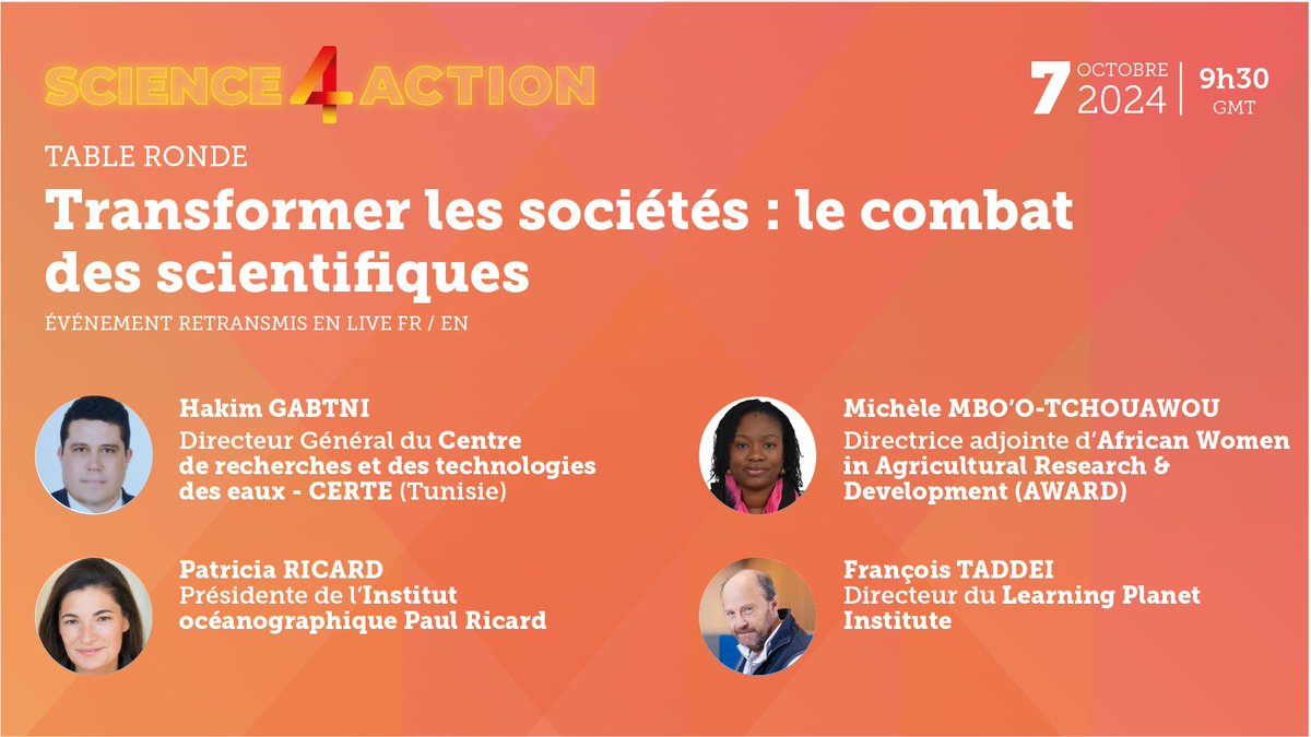📢 Aujourd'hui, c'est le 9e #AnniversaireODD ! 🎂

Venez les célébrer avec nous lors du forum international #SCIENCE4ACTION !

Vous pourrez assister à la table-ronde "Transformer les sociétés : le combat des scientifiques" : science4action.fr/page/ad75-accu…

#IRD80ans #Agenda2030 #ActSDGs
